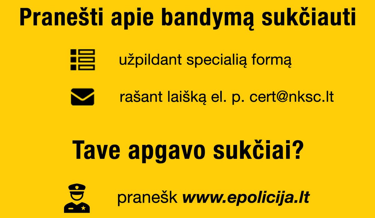 Pranešk apie bandymą sukčiauti!